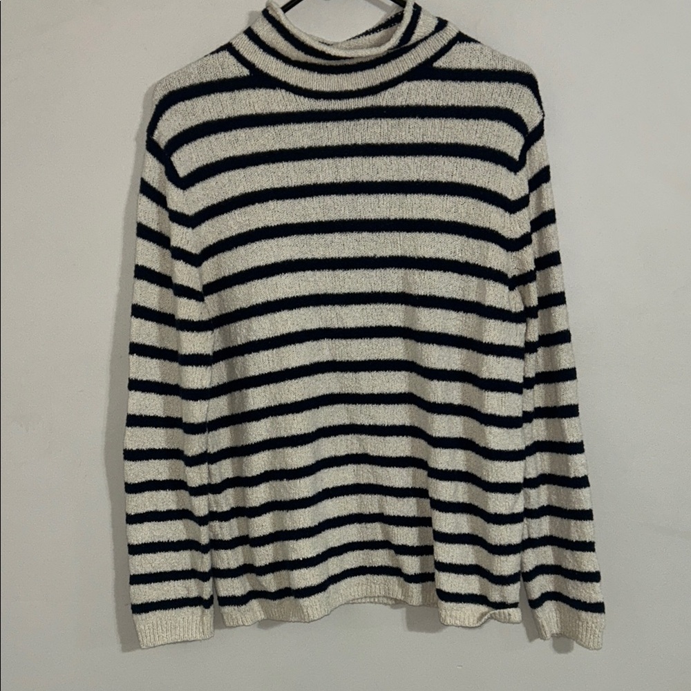 J.Crew striped nautical mock neck sweater medium